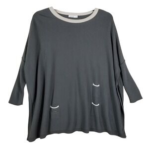 Mer-Sea Oversized Poncho Sweater Gray Knit Pocket Pullover One Size‎ OS Womens